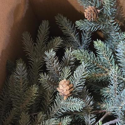 Decorative Evergreen Pieces and Dried Pomegranates