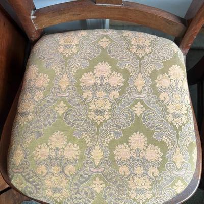 (2) Antique Inlaid Wooden Hand Made Chairs Preowned from an Estate as Pictured.