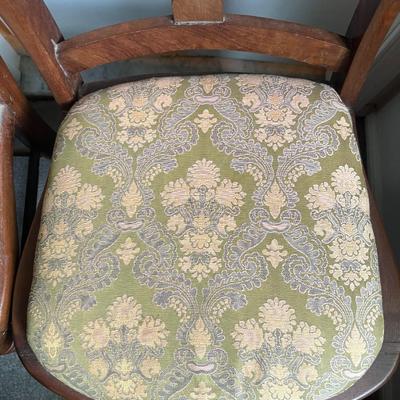 (2) Antique Inlaid Wooden Hand Made Chairs Preowned from an Estate as Pictured.