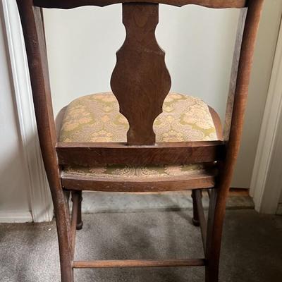 (2) Antique Inlaid Wooden Hand Made Chairs Preowned from an Estate as Pictured.
