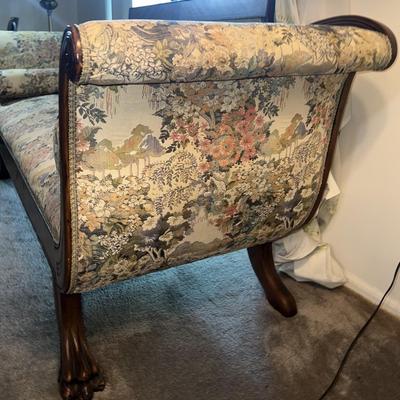 Antique Duncan Phyfe Style Couch w/Claw Feet 79" Wide, 34.5" Tall, & 27" Deep in Good Preowned Condition as Pic'd.