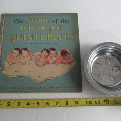 Old Dionne Quintuplets Book and Metal Plate