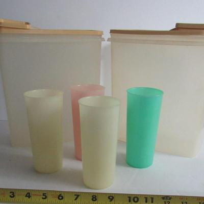 Vintage Tupperware Canisters/Covers and 4 Tumblers