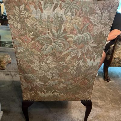 Vintage Mid-Century Strawbridge & Clothier Wing Chair w/Ottoman 43" Tall in Fair-Good Condition.