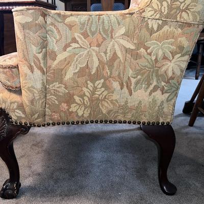 Vintage Mid-Century Strawbridge & Clothier Wing Chair w/Ottoman 43" Tall in Fair-Good Condition.
