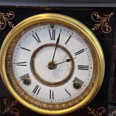 Antique Iron Case Clock with Key