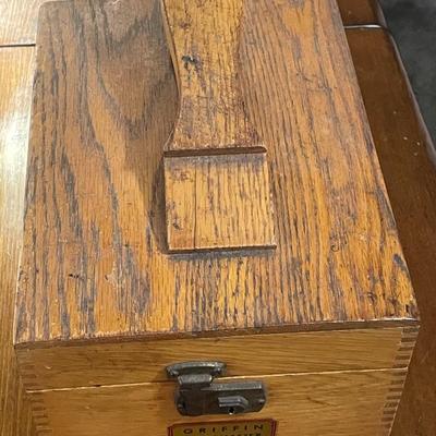 Vintage Griffin Shine Master 1960's Wooden Shoeshine Box as Pictured.