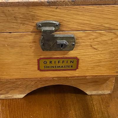 Vintage Griffin Shine Master 1960's Wooden Shoeshine Box as Pictured.