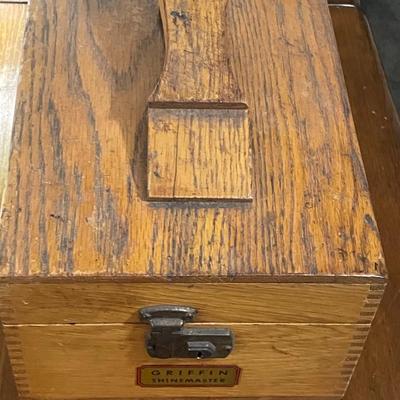 Vintage Griffin Shine Master 1960's Wooden Shoeshine Box as Pictured.