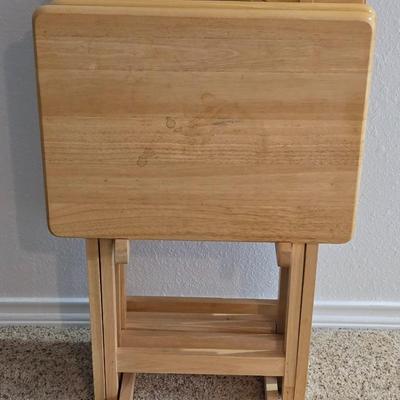 Set of 4 Wood TV Trays