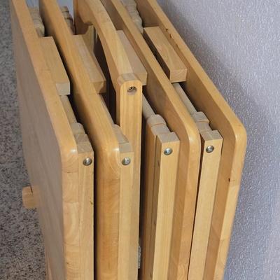 Set of 4 Wood TV Trays