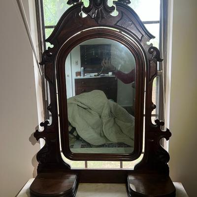 Antique Victorian East Lake Vanity Marble Top Dresser w/Hidden Bottom Draw 84" Tall & 42.5" Wide in Good Preowned Condition.