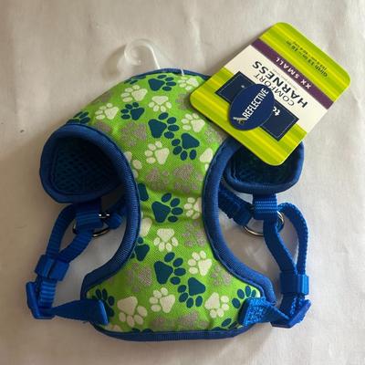 NWT TOP PAW Green and Blue Paw Print Comfort Dog Harness EXTRA EXTRA SMALL (XXS)
