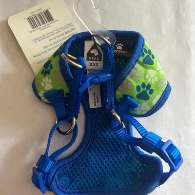 NWT TOP PAW Green and Blue Paw Print Comfort Dog Harness EXTRA EXTRA SMALL (XXS)