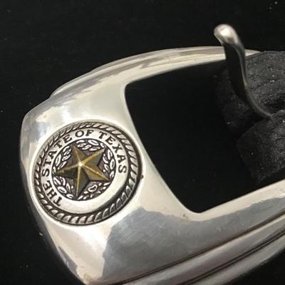 State of Texas Belt Buckle Leather