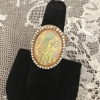 Gold toned opal ring