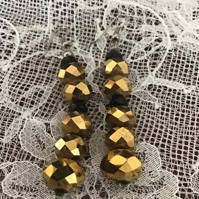 Black and gold tone elegant earrings