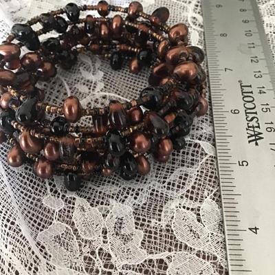 Black and bronze toned wire twist bracelet