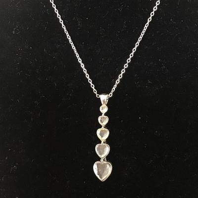 Passage sparkling faceted stone hearts necklace