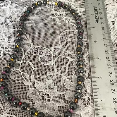 Black onyx metal beaded colors necklace