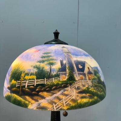 310 Thomas Kincade “ A Light in the Storm” Tiffany Style Lighthouse Lamp