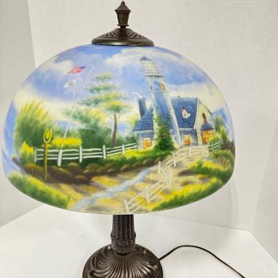 310 Thomas Kincade “ A Light in the Storm” Tiffany Style Lighthouse Lamp