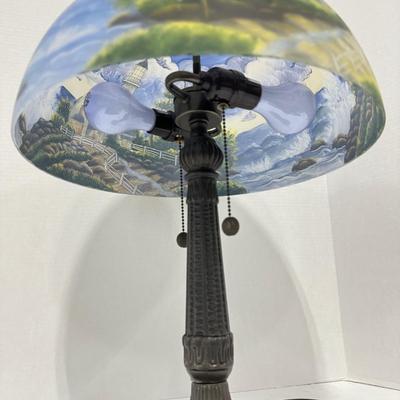 310 Thomas Kincade “ A Light in the Storm” Tiffany Style Lighthouse Lamp