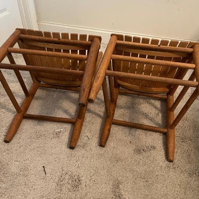 Two Wooden Ladder Back Chairs (P-MG)