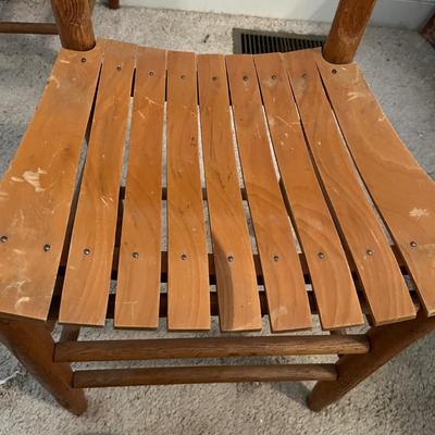 Two Wooden Ladder Back Chairs (P-MG)
