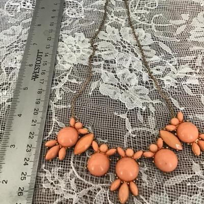 Coral and gold tone statement Necklace