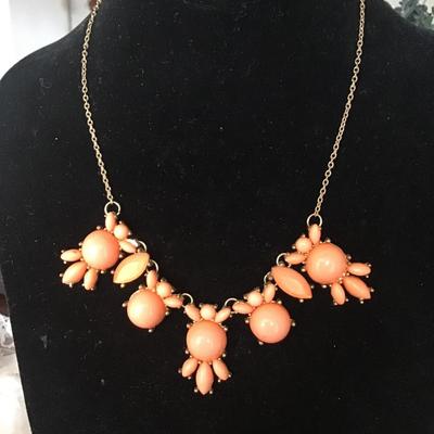 Coral and gold tone statement Necklace