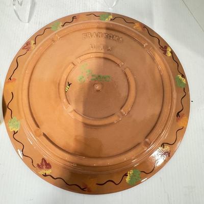 314 Large Frankoma Pumpkin Serving Plate with Serving Utensils