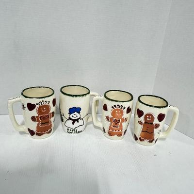 315 Set of Four Frankoma Holiday Gingerbread Mugs