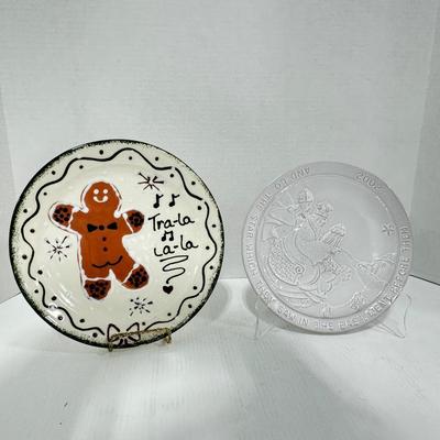 316 Frankoma Gingerbread Plate with Frankoma Donald Bacorn 2002 Plate