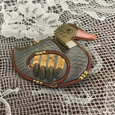 Vintage duck brooch