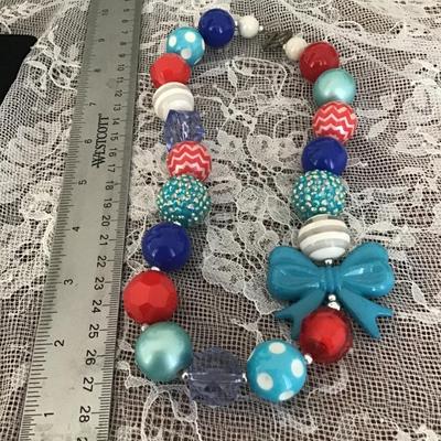 Red, white, and blue statements big beaded necklace