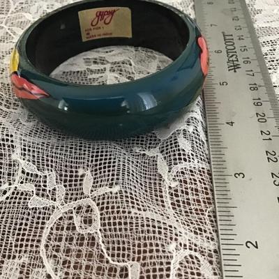 Stamped blue flower fashion bracelet