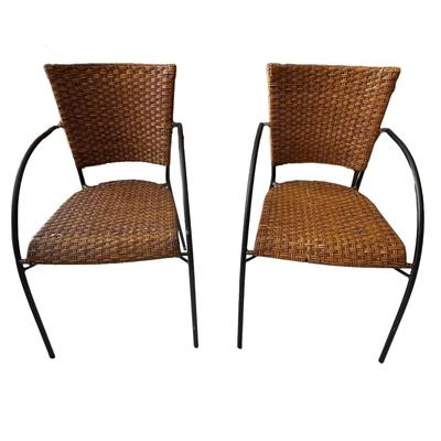 320 Pair of Iron Rattan Arm Chairs