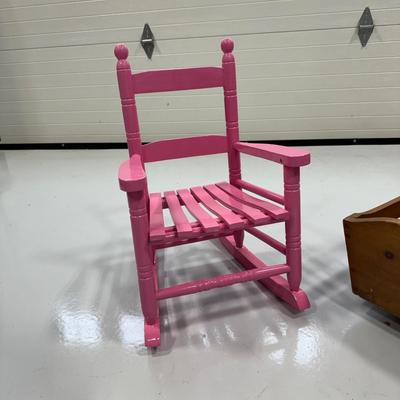 321 Childs Pink Rocking Chair with Handmade Cradle