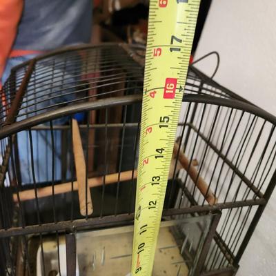 2 Vintage Hanging Wire Bird Cages 1 Etched Glass Doors