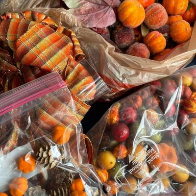 Large box of fall decor
