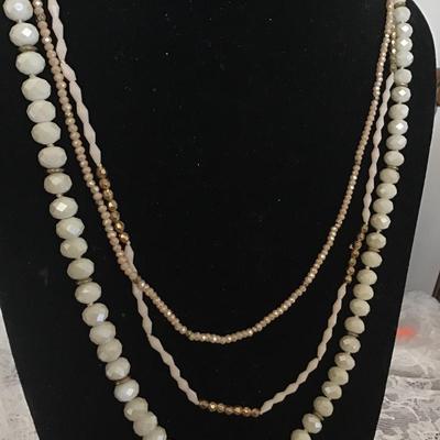 Beautiful sparkly Three Strand glass,bead long necklace