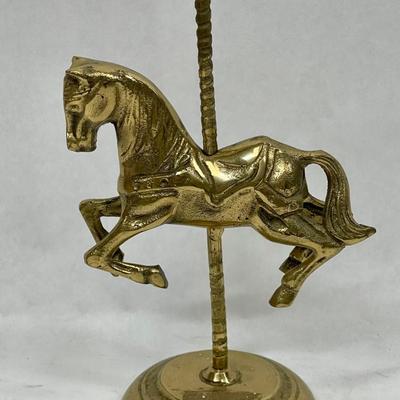 Vintage Solid Brass Carousel Horse on pole figurine