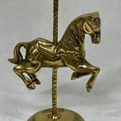 Vintage Solid Brass Carousel Horse on pole figurine