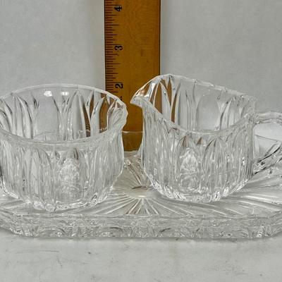 Three-piece cream and sugar with tray