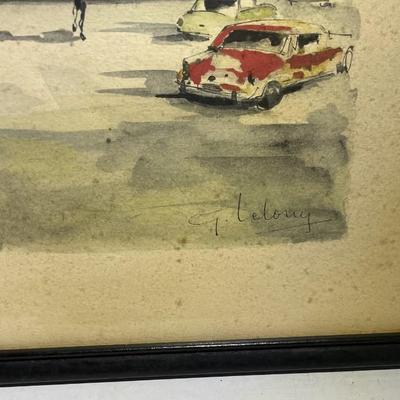 Vintage Mid-Century Pencil Signed Artist Print Frame Size 12.5" x 14.5" as Pictured.