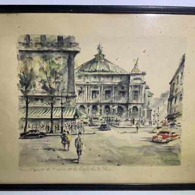 Vintage Mid-Century Pencil Signed Artist Print Frame Size 12.5" x 14.5" as Pictured.