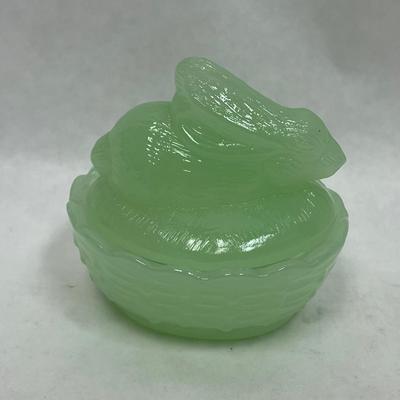 Jadite Glass Rabbit salt