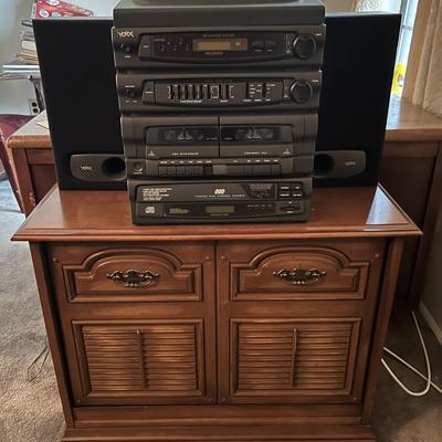 Vintage Mid-Century Modern Stereo Unit w/Turntable, Record Cabinet, Albums/LP's all Included as Pictured.
