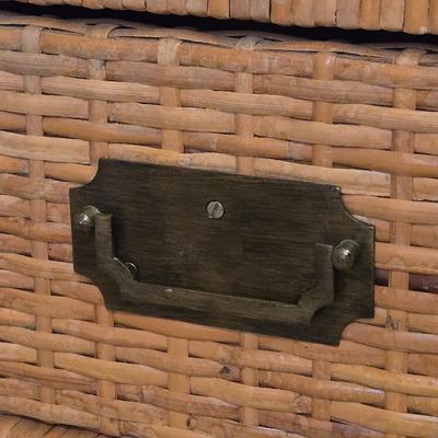 Wicker Side Table with Glass Top